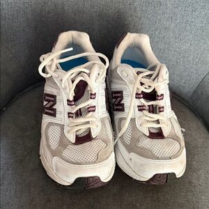 New Balance Cream and Burgundy Running Sneakers